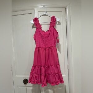 Rare Editions Fuchsia Eyelet Dress